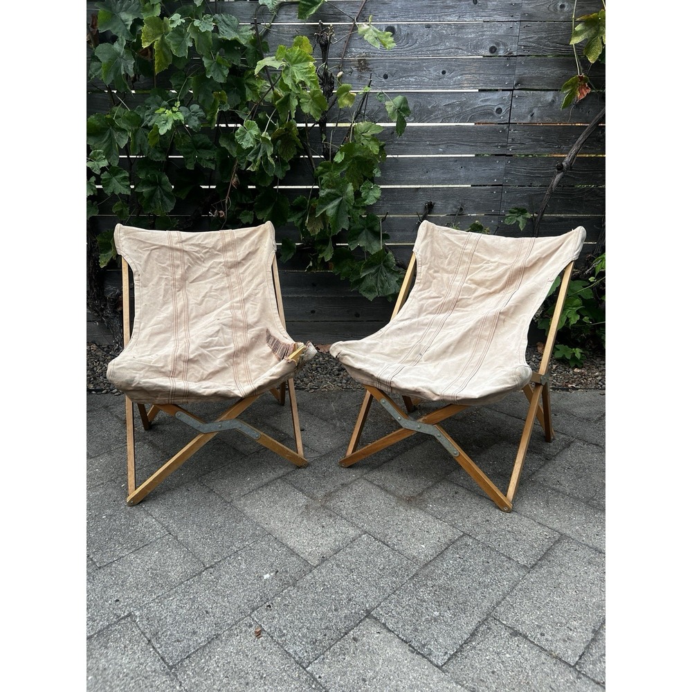Mid Century Tripolina Canvas Butterfly Chair - Tan - Canvas Topper For Repair